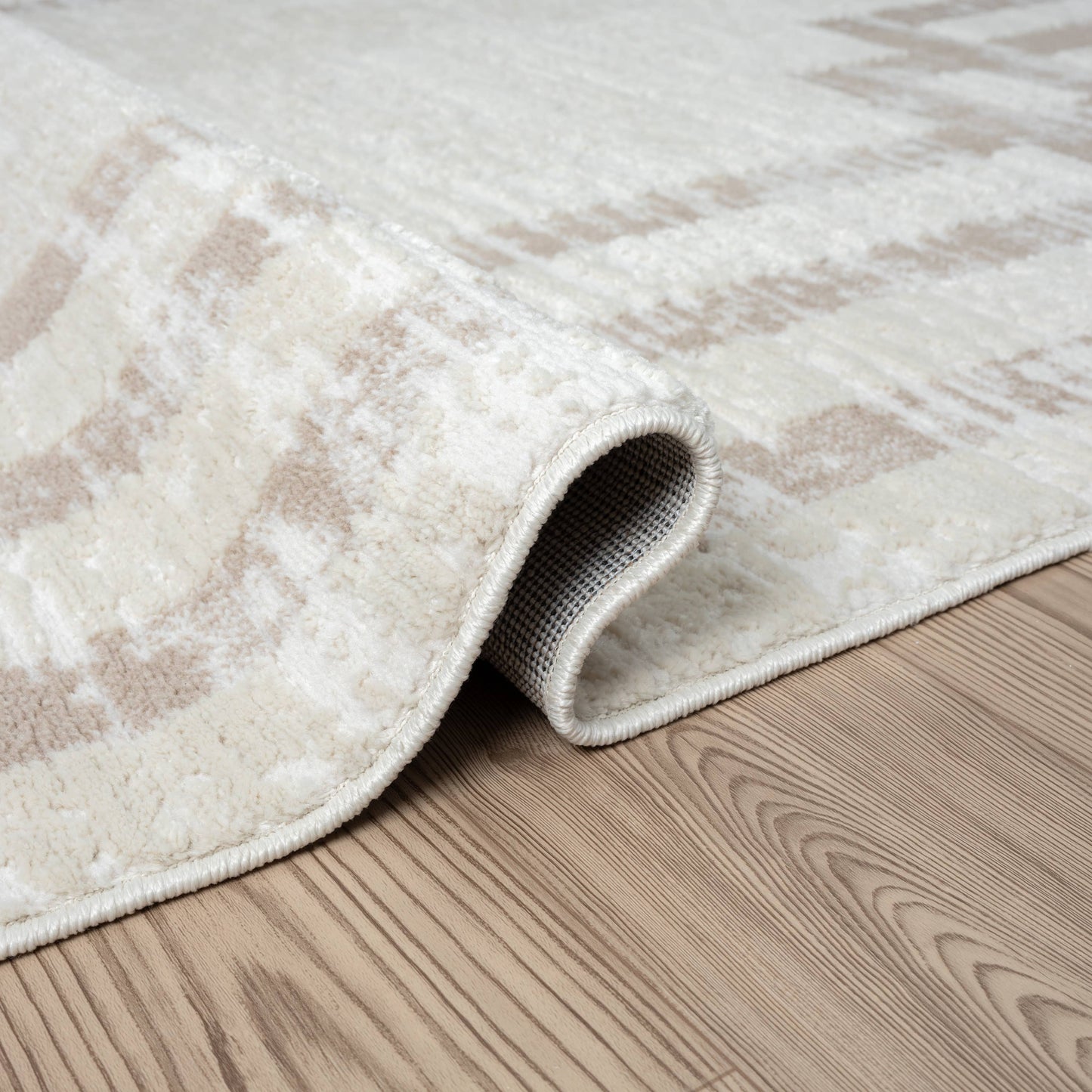 Abani Viva Neutral Cream Beige Art Deco Area Rug: 6' x 9'