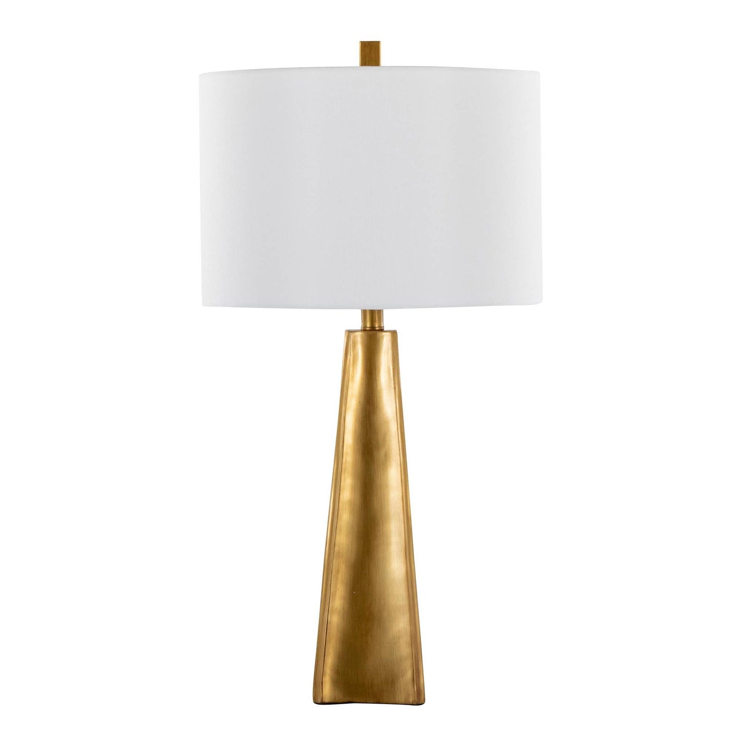 Pompeii 29" Polyresin Table Lamp: Gold Poyresin, White Linen