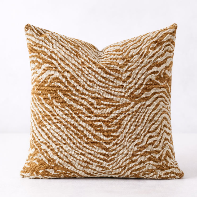 Caramel Modern Abstract Stripe 18" Throw Pillow: Cover + Insert