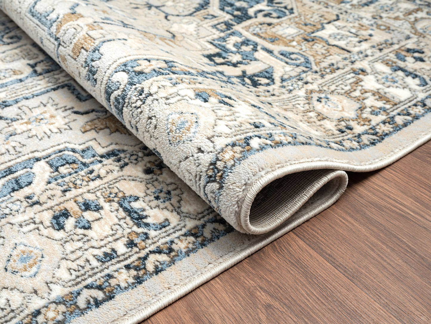 Abani Savoy Vintage Blue Green Area Rug: 6' x 9'