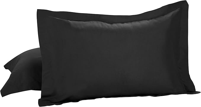 2 Soft Microfiber Tailored Style Pillow Shams Standard - Black