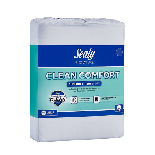 Twin 300 TC Clean Performance Solid Sheet Set Blue - Sealy
