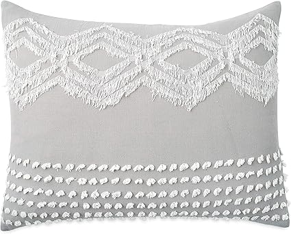 Peri Home Geo Pillow Sham Cover Grey 100% Cotton Geometric - King