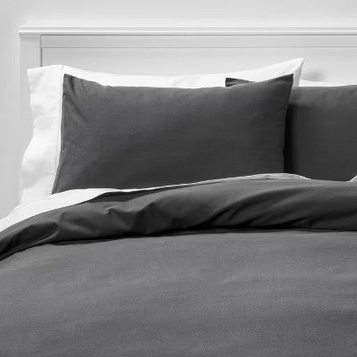 King Easy-Care Duvet Cover & Sham Set Dark Gray - Room Essentials