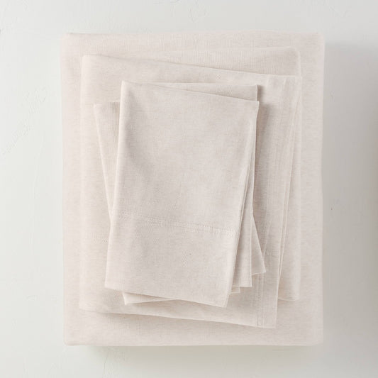 Queen Jersey Solid Sheet Set Natural - Casaluna