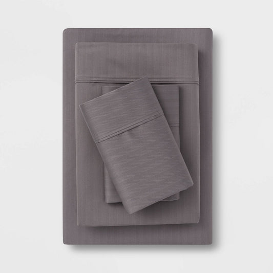 Twin/Twin XL 500 TC Tri-Ease Printed Pattern Sheet Set Gray Herringbone - Threshold