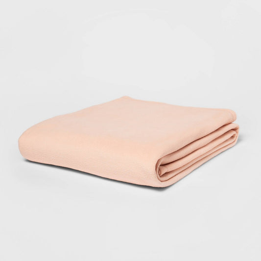 Twin XL Fleece Solid Bed Blanket Blush - Room Essentials