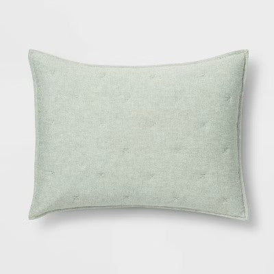 Standard Chambray Quilt Sham Green - Threshold