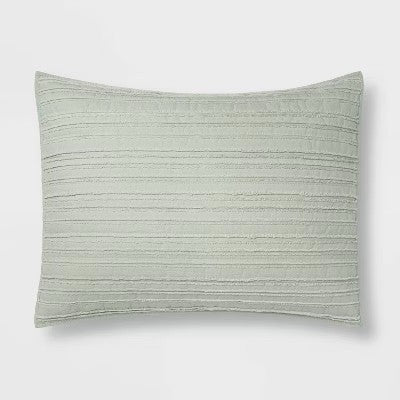 Standard Clipped Texture Quilt Sham Light Sage Green - Threshold