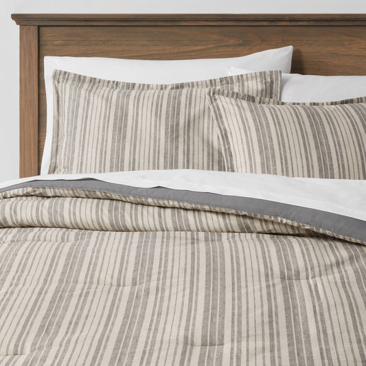 Rangeley Stripe Comforter Set 7pc Full Sheets Gray - Threshold