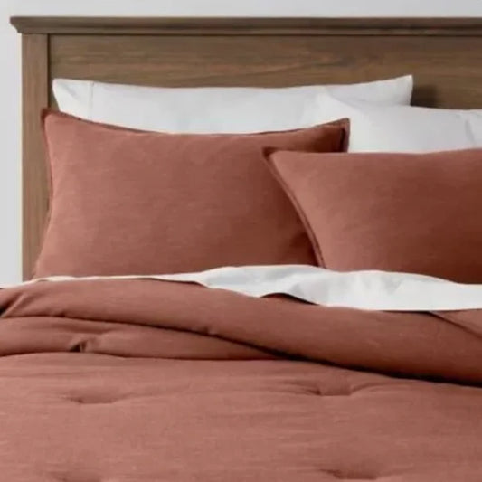 King Space Dyed Cotton Linen Comforter & Sham Set Cognac - Threshold