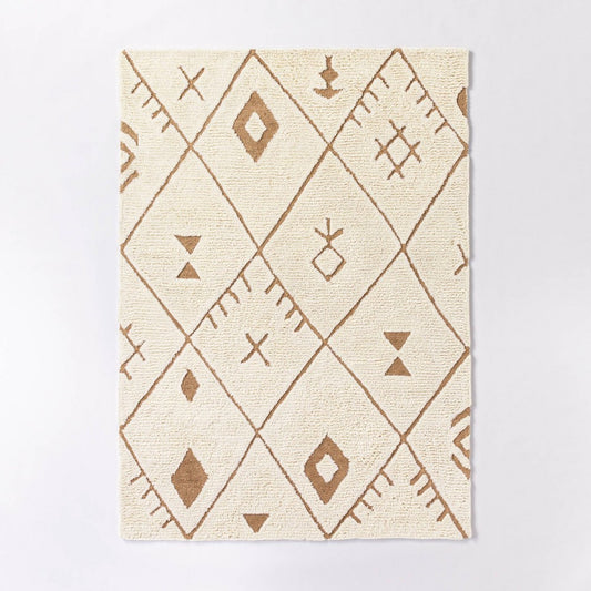5' x 7' Claybourne Geometric Shag Diamond Wool/Jute Area Rug Ivory - Threshold Studio McGee