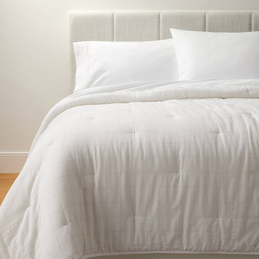 Grid Stitch Cotton Quilt Cream Full/Queen - Threshold Studio McGee