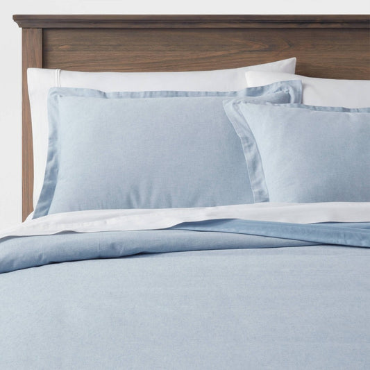Twin/Twin XL Cotton Linen Chambray Duvet Cover & Sham 2pc Set Blue - Threshold