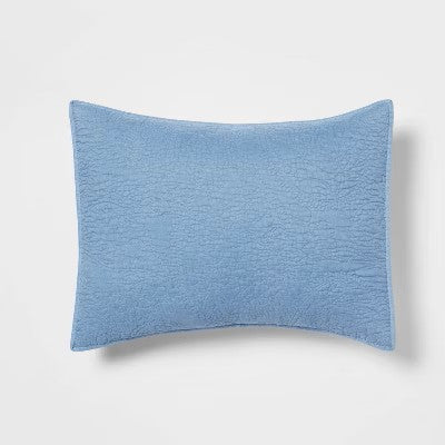 Standard Garment Washed Paisley Stitch Quilt Sham Blue - Threshold