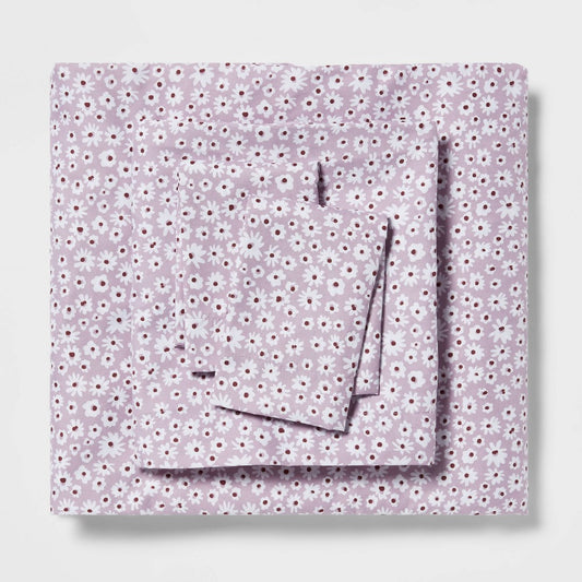 King Printed Microfiber Sheet Set Light Purple Daisy - Room Essentials