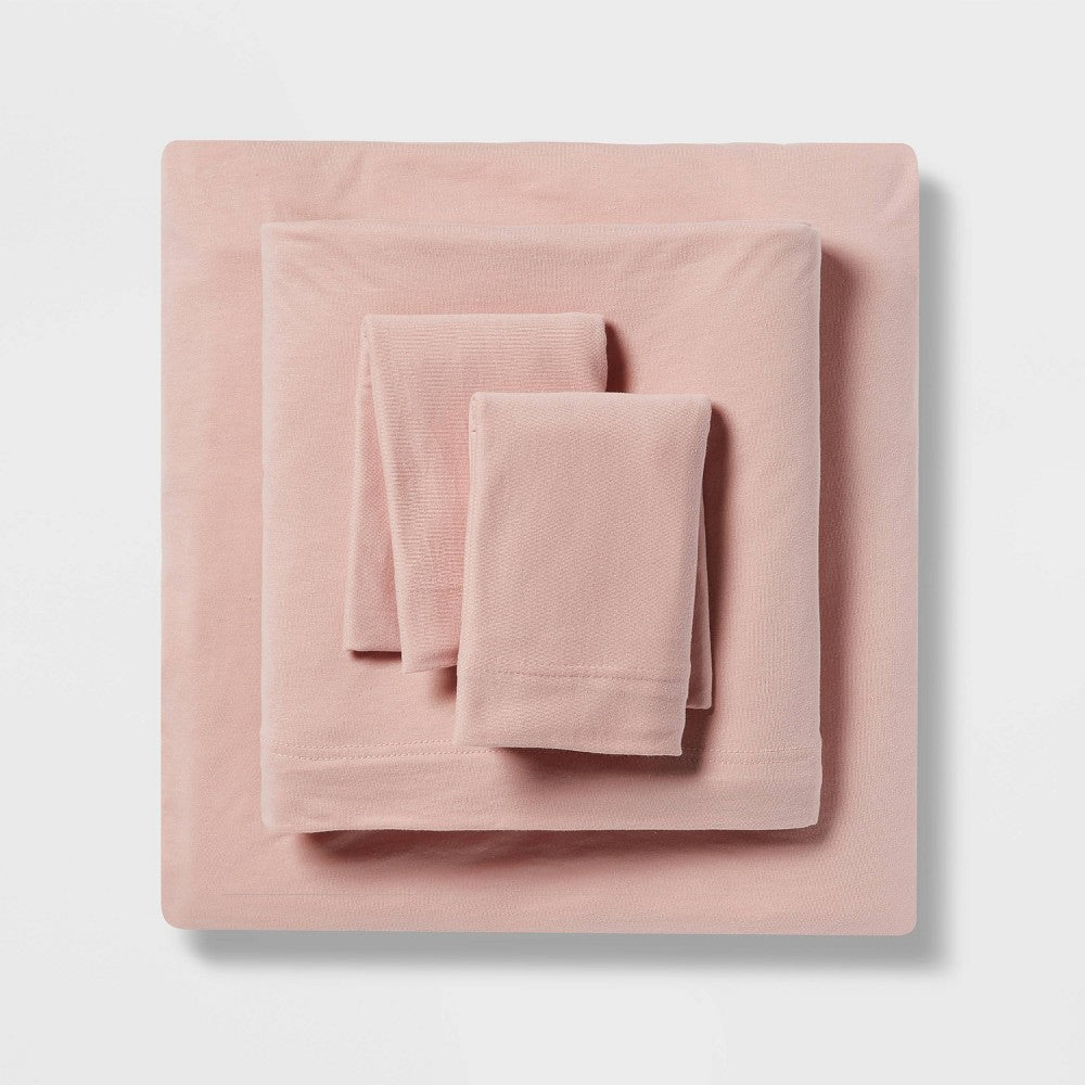 Twin XL Blush Solid Jersey Sheet Set - Room Essentials