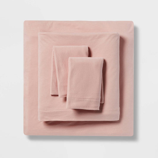 Twin XL Blush Solid Jersey Sheet Set - Room Essentials