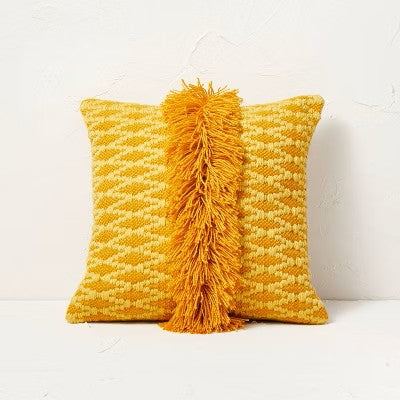 Diamond Textured Woven Square Throw Pillow Gold - Opalhouse