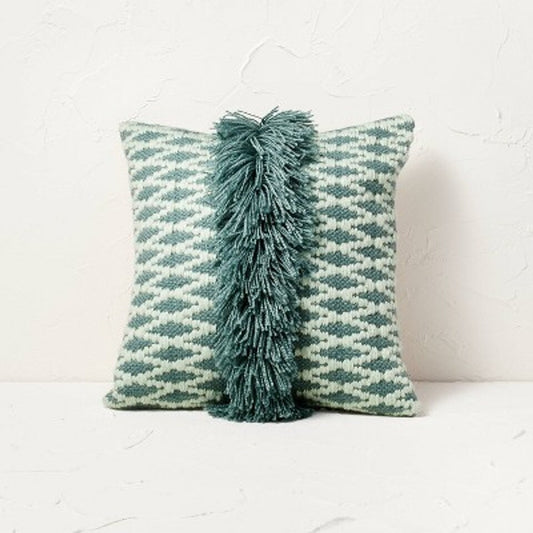 Diamond Textured Woven Square Throw Pillow Turquoise - Opalhouse™ designed with Jungalow