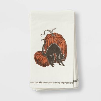 24 - Halloween Paper Napkins Pumpkin Black Cat Vintage Retro Style Pack