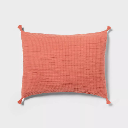 Double Cloth Quilt Standard Sham - Melon Pink