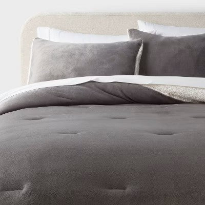 King 3pc Cozy Faux Shearling Comforter and Sham Set - Threshold