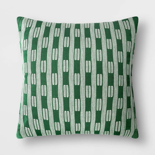 Oversized Dash Square Throw Pillow Ivory/Green