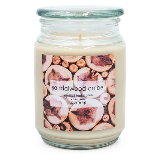 20oz Sandlewood Amber Glass Jar Candle