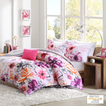 Twin / Twin XL Olivia Reversible 4Pc Comforter Set Pink Floral