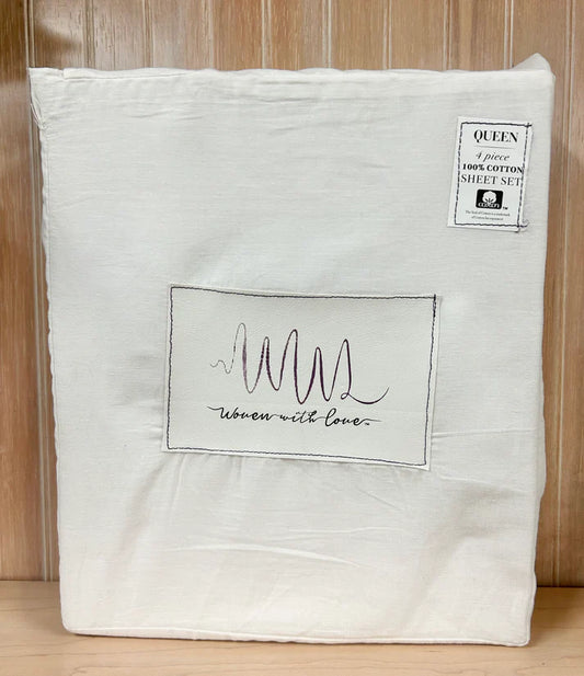 Women w/ Love Queen Cream Sheet Set