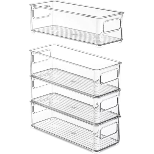 Set of 8 Stackable Clear Plastic Organizing Bins