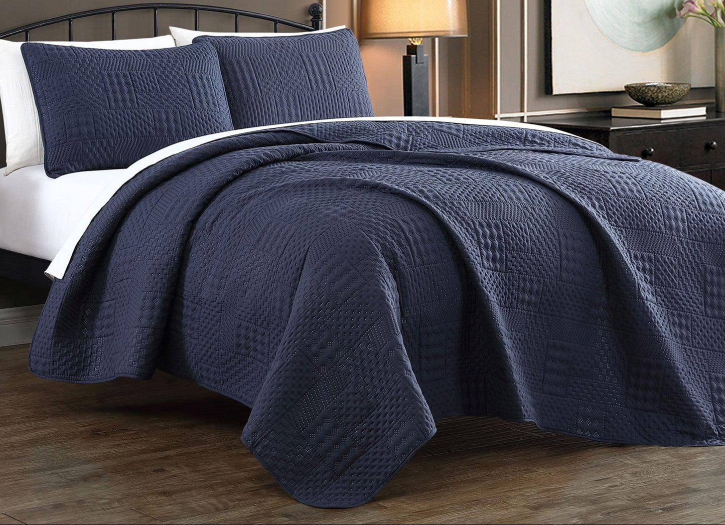Twin Avondale Manor Yardley Embossed Quilt Set Blue