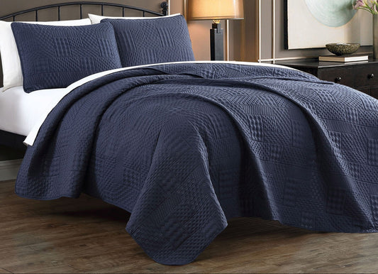 Twin Avondale Manor Yardley Embossed Quilt Set Blue
