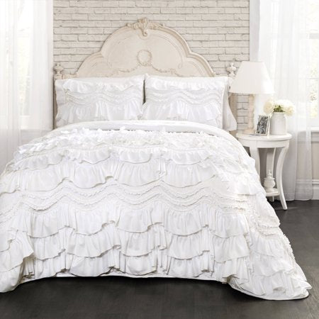 Twin Kemmy Lush Decor White Ruffle 2 pc Quilt Set