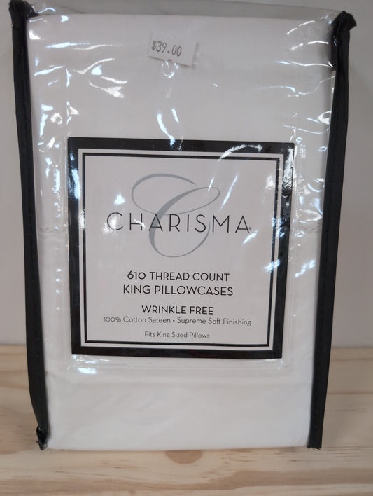 Charisma 610 Thread Count Sheets King Pillowcase Bright White