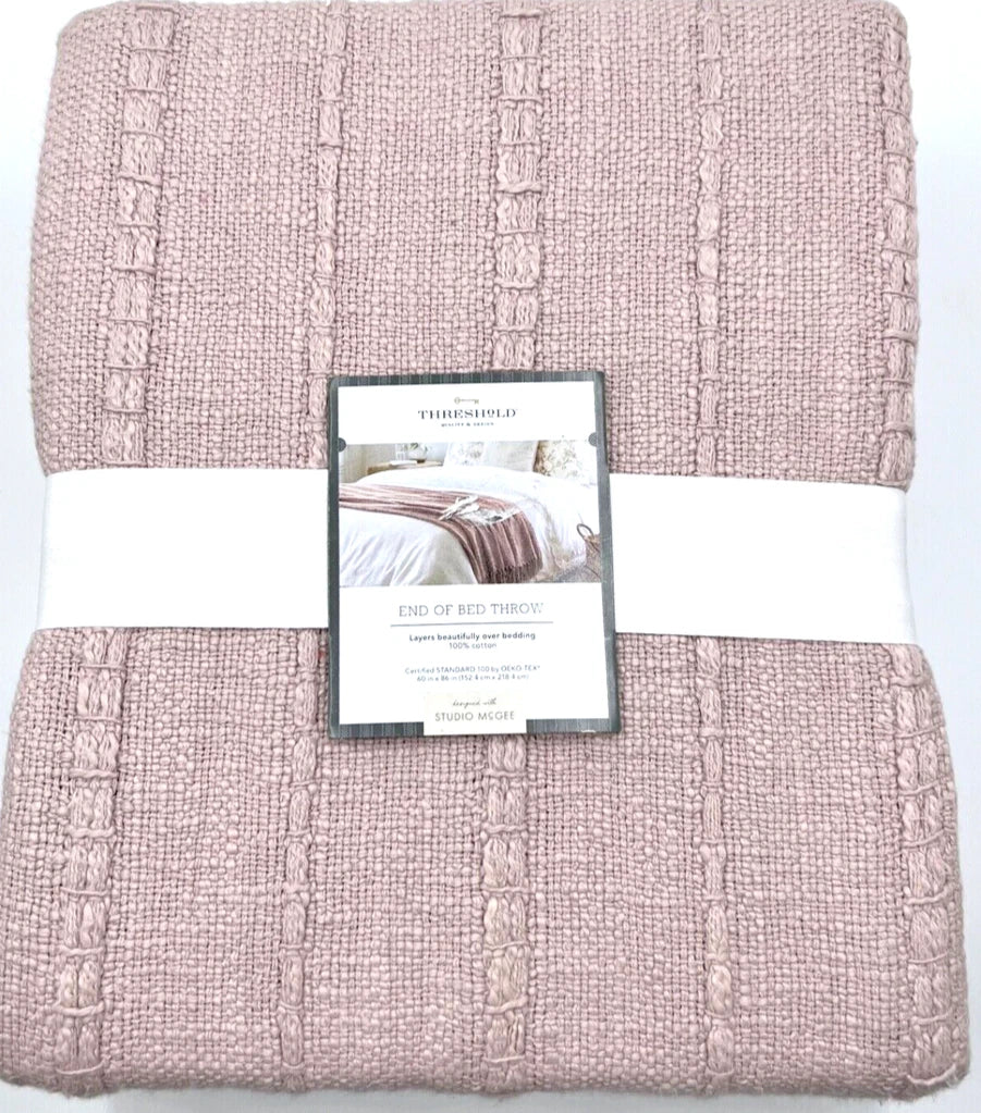 60"x86" Oversized 100% Cotton Bed Throw Blush - Threshold™ designed with Studio McGee