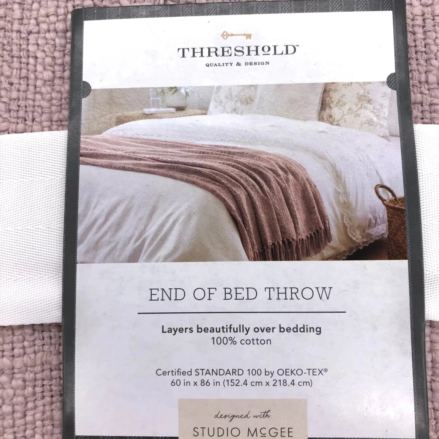 60"x86" Oversized 100% Cotton Bed Throw Blush - Threshold™ designed with Studio McGee