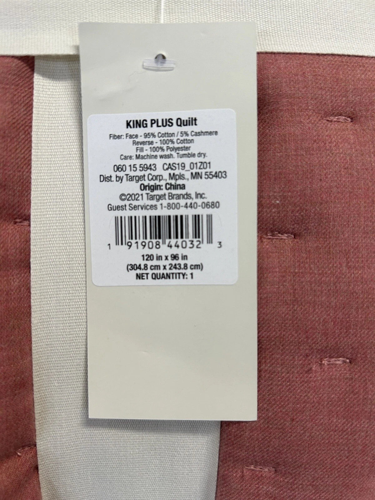 Casaluna Cashmere Quilt Rose Oversized King