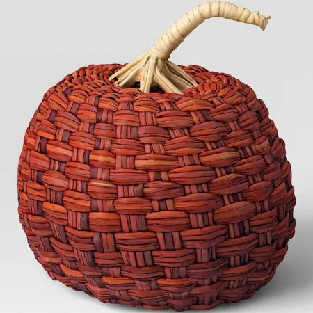 Set of 3 Woven Rattan Wicker Pumpkins Burnt Orange Burgandy - Threshold