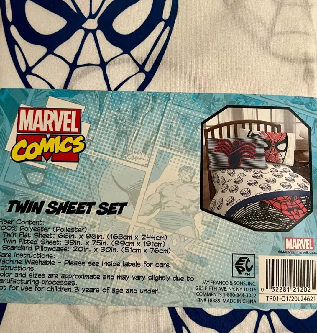 Marvel Spider-Man Twin 3pc Sheet Set Blue/White